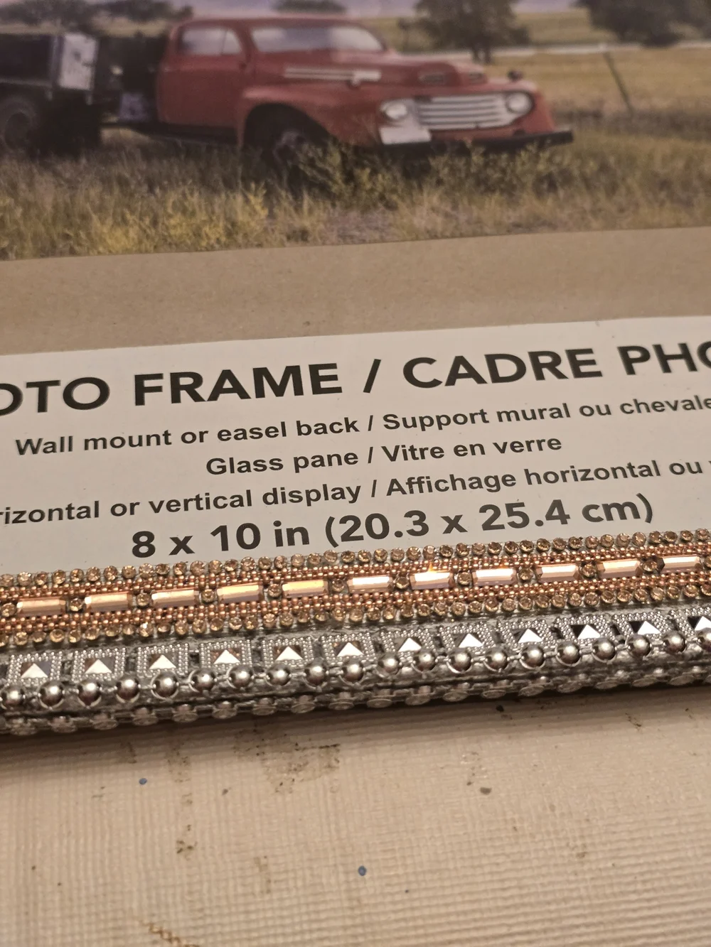 Rhinestone Embellished Gold Silver  Photo Frame - 8x10 New Handmade